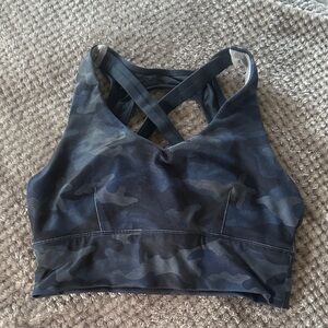 Born Primitive Camo Print Cross-Back Sports Bra- Blue MultiCam